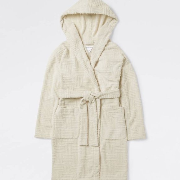 Bottega Veneta Other - Bottega Veneta Intrecciato Cotton Terry Bath Robe White w/hood 656097 Italy